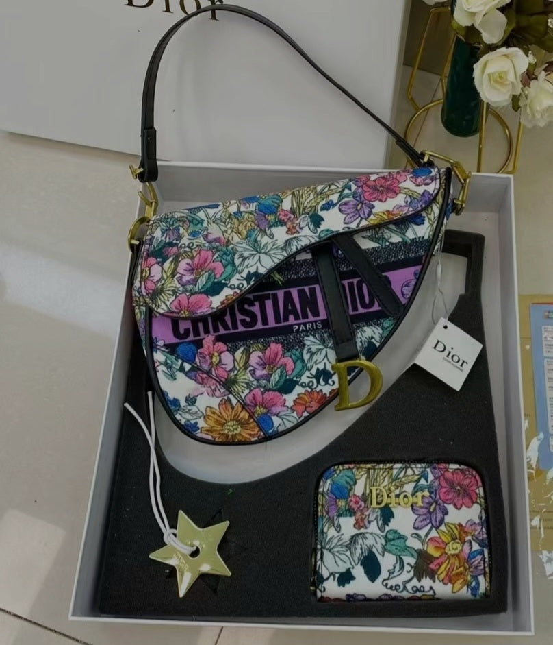 Dior saddle bag with flowers