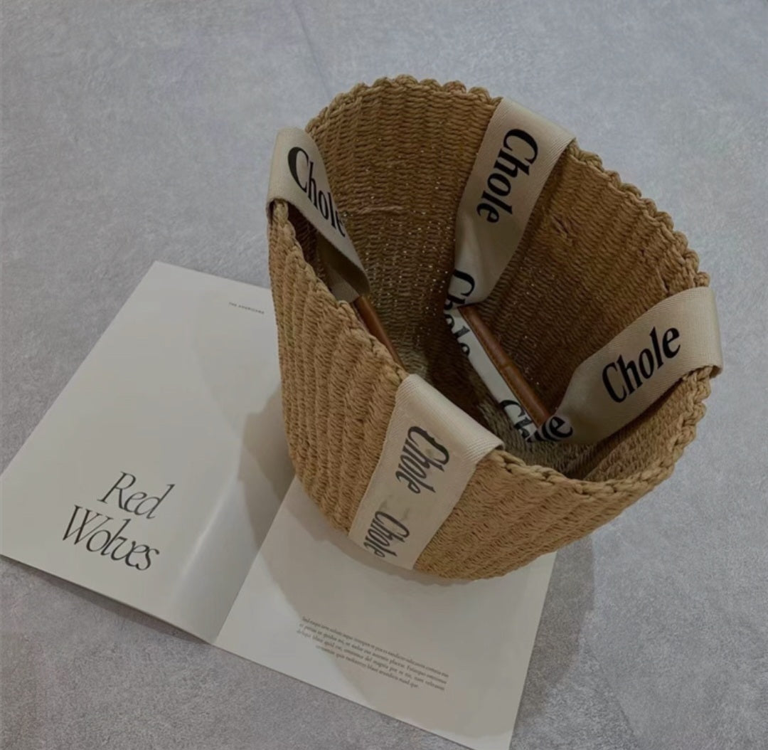 Chloe Large Woody basket in natural fibers