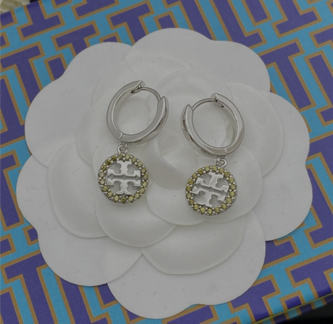 Tory Burch Miller pave huggies hoop earrings
