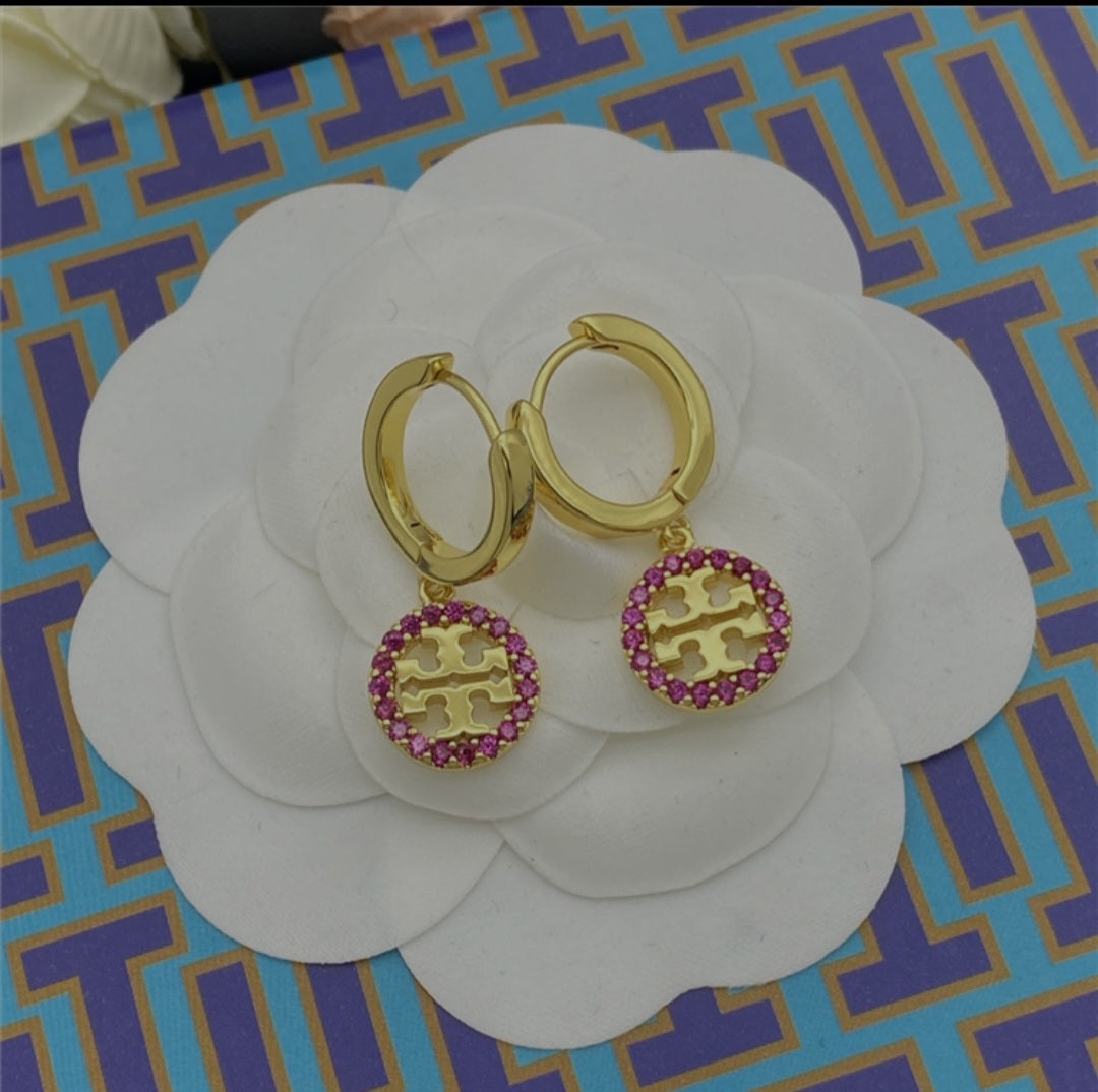 Tory Burch Miller pave huggies hoop earrings