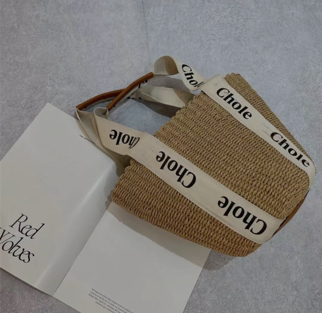 Chloe Large Woody basket in natural fibers
