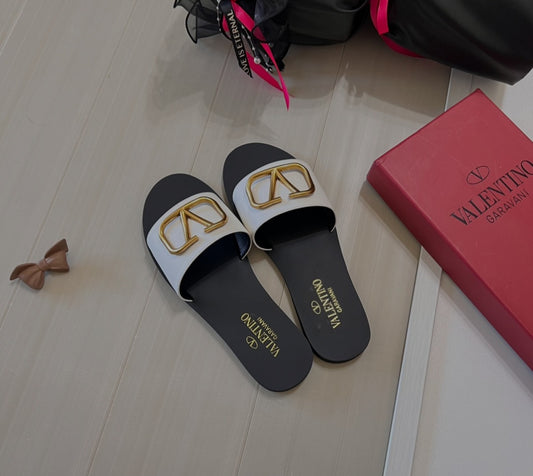 Valentino slippers golden logo
