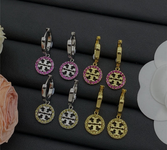 Tory Burch Miller pave huggies hoop earrings