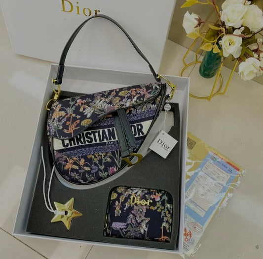 Dior saddle bag with flowers