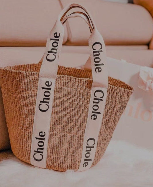 Chloe Large Woody basket in natural fibers
